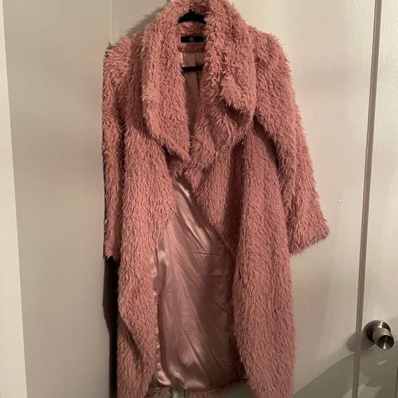 Missguided Jackets & Blazers - Fuzzy pink duster coat